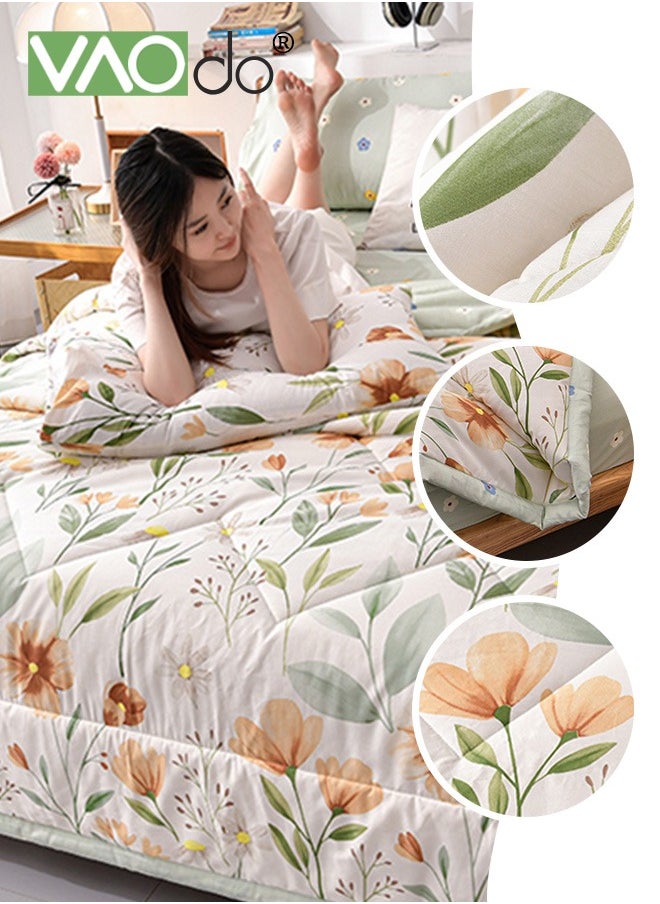 Queen Size Quilt  Overall washable Soft Blanket  Washed Cotton Material Bed Quilt Soft and Breathable Lightweight for Spring Summer Autumn Air-conditioned Room Summer Quilt