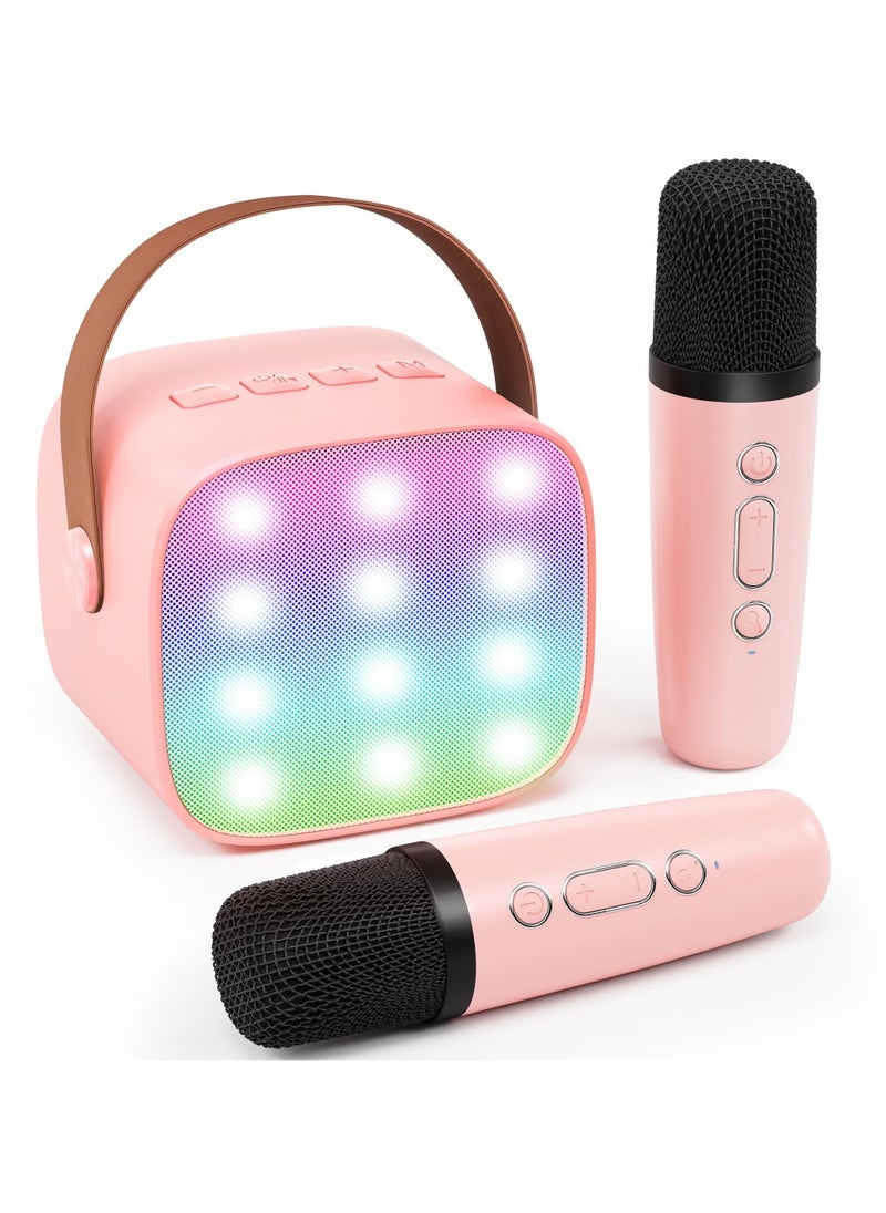 Kids Karaoke Machine with Wireless Microphone | Bluetooth Speaker | Rechargeable Music Player for 4-10 Year Olds (Pink)