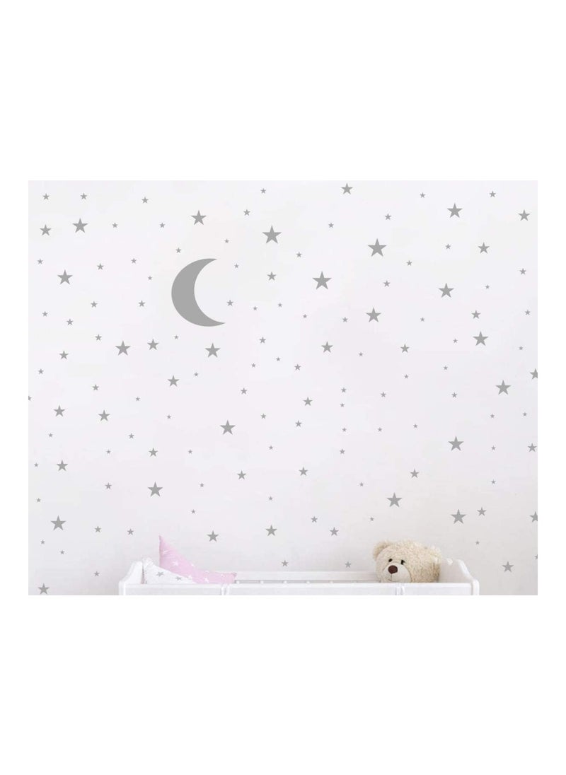 Moon And Stars Wall Decal Vinyl Sticker For Kids Design Ymx16 Gray