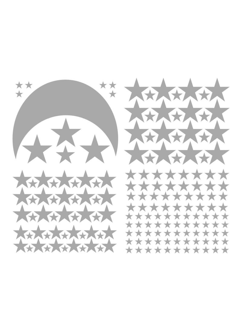 Moon And Stars Wall Decal Vinyl Sticker For Kids Design Ymx16 Gray