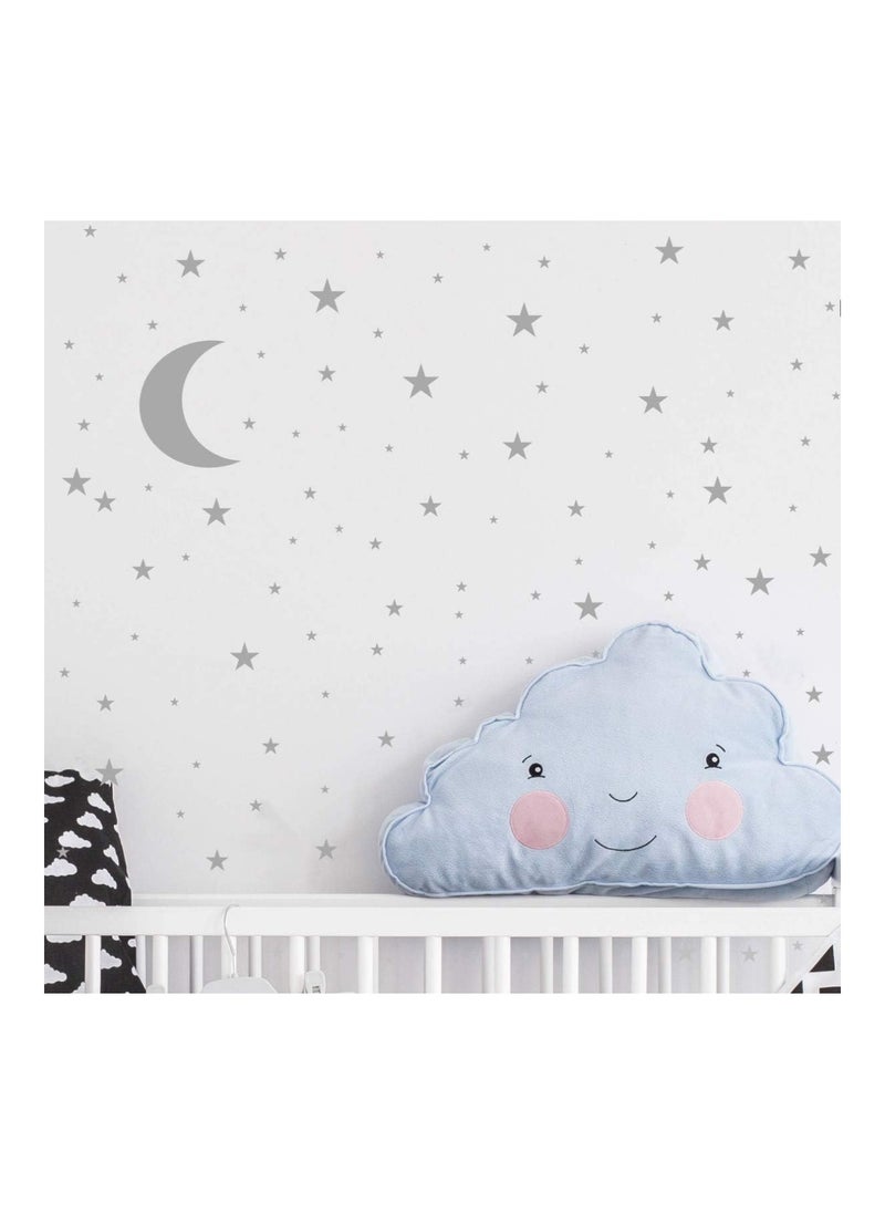Moon And Stars Wall Decal Vinyl Sticker For Kids Design Ymx16 Gray