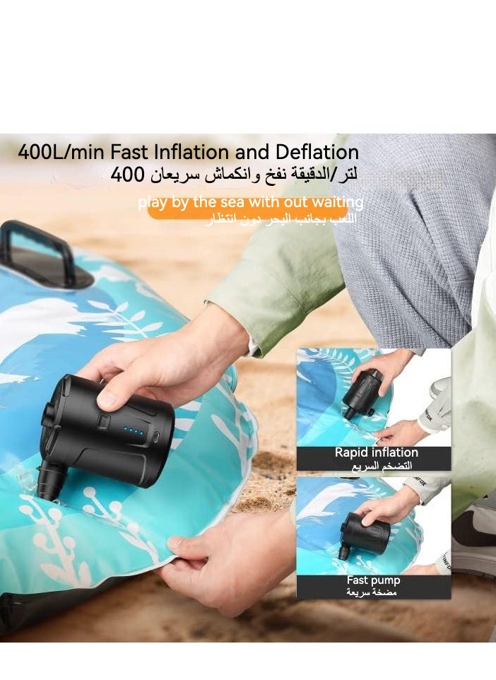 Huake USB Outdoor Multifunction Inflatable Deflate Pump, 5200mAh Portable Air Mattress Pump, Quick-Fill Electric Air Pump for Outdoor Camping, Inflatable,Boats,Raft,Pool,Floats,Swimming Ring, Air Bed