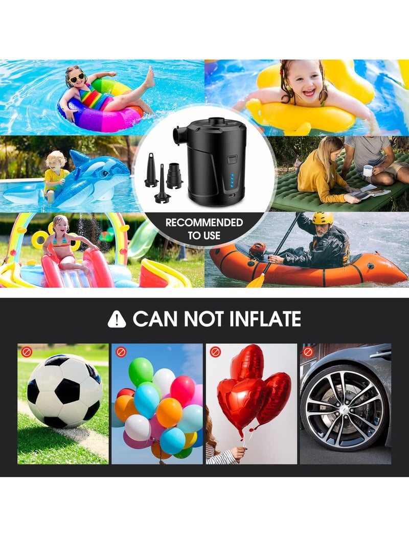 Huake USB Outdoor Multifunction Inflatable Deflate Pump, 5200mAh Portable Air Mattress Pump, Quick-Fill Electric Air Pump for Outdoor Camping, Inflatable,Boats,Raft,Pool,Floats,Swimming Ring, Air Bed