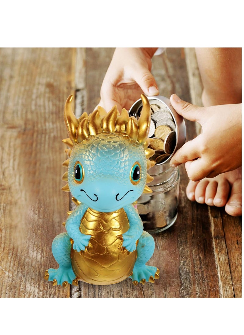 Dragon Shaped Bank Unbreakable Coin Chinese New Year Zodiac Saving Jar Ancient Animal Collectible for Good Luck Prosperity Golden