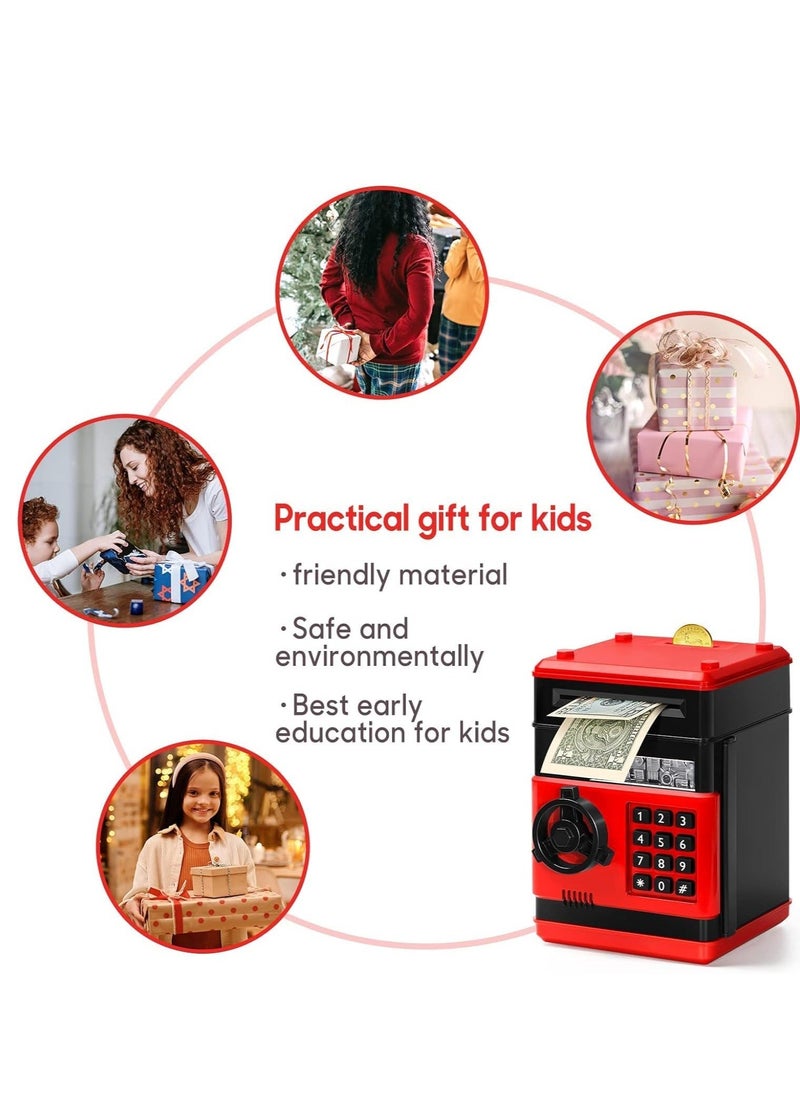 Electronic Piggy Bank for Kids, Money Bank with Password/Cute Mini ATM Piggy Bank Can, Auto Scroll Cash Safe Box, Great and Practical Birthday Gifts for Boys & Girls