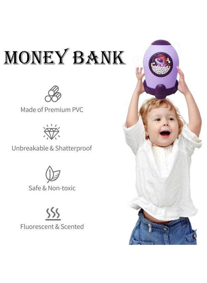 Space Shape Gullak Money Bank With Number Code Lock|Secure Piggy Bank For Kids & Adults|Unique Coin Savings Box|Ideal Gift With Password Protection,Coin Box For Kids (Assorted Colour) - Modern