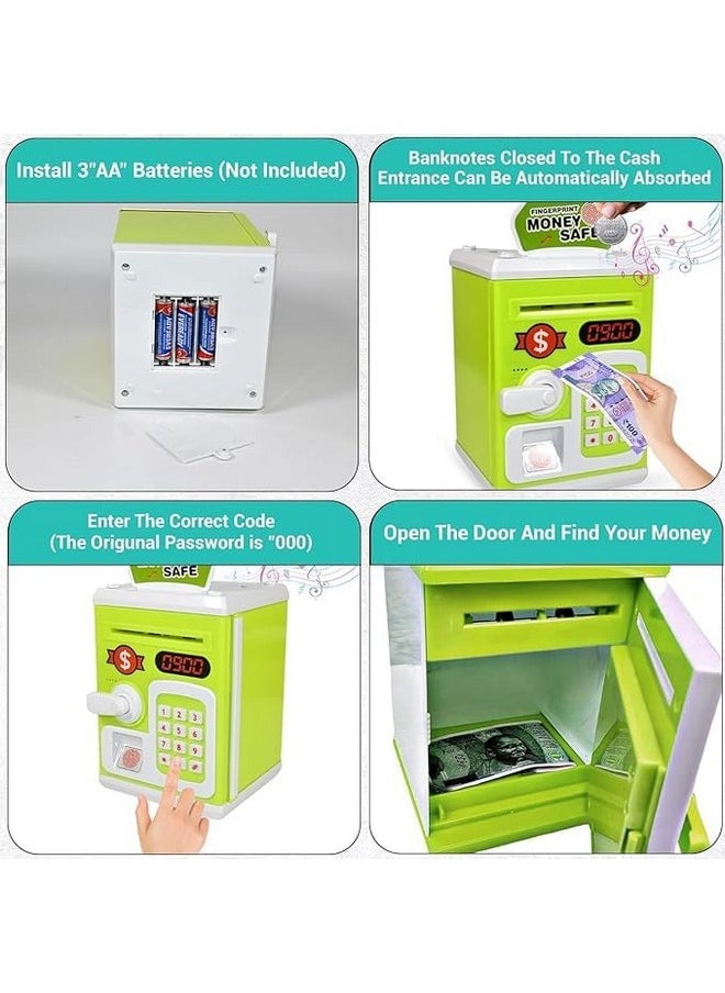 Money Safe Atm Bank With Music Light | Safe Password Protection, Fingerprint Inouction Deposit Atm Toy, Saving Bank Toys For Kids