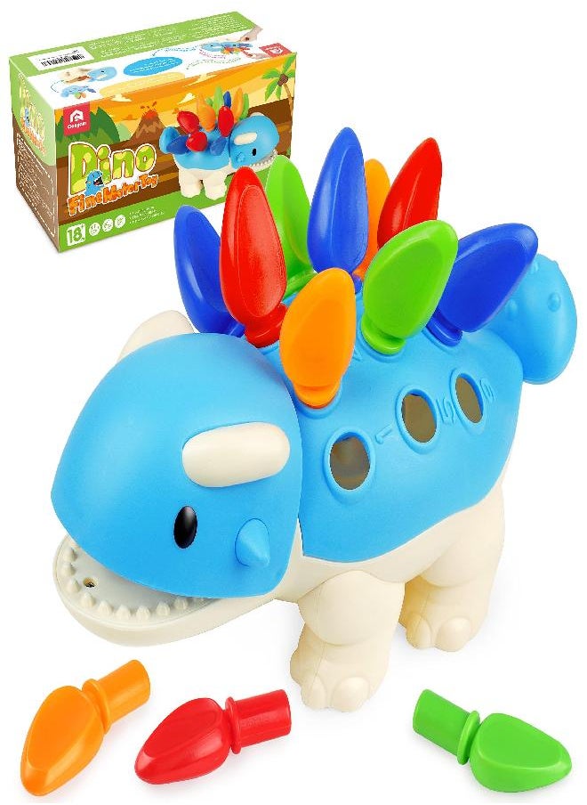 Coogam Dinosaur Fine Motor Skills Toy, Spike The Ankylosaurus Toys 13 Pcs, Sorting Stacking Dino Color Recognition Montessori Educational Gift Game for 2 3 4 Year Toddler