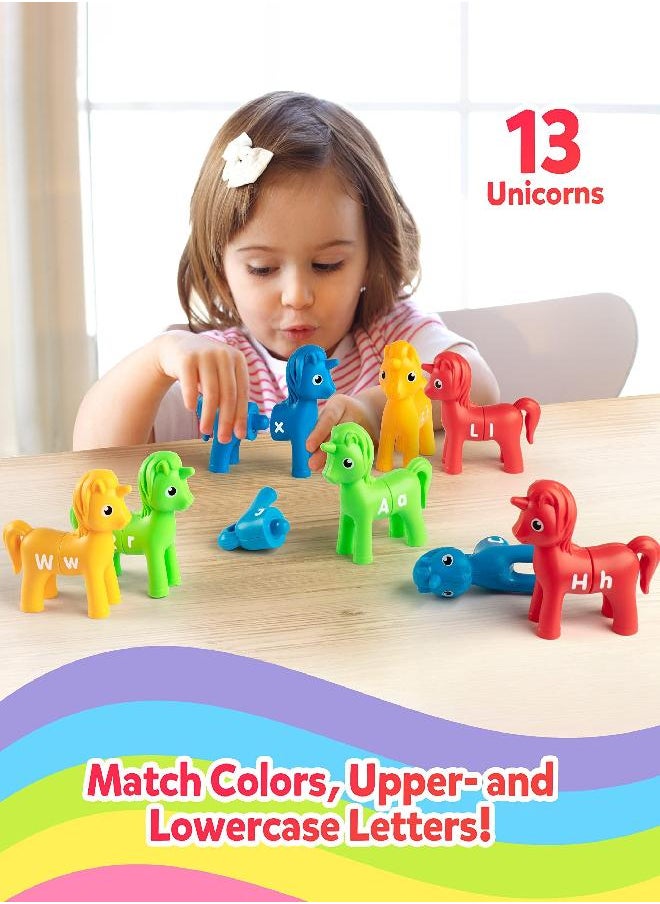 Coogam Unicorn Uppercase & Lowercase Letters Matching Game,13pcs Double-Sided ABC Letter Toys with 26 Alphabet Recognition Match Games Preschool Educational Montessori Toys for Toddlers Boys Girls