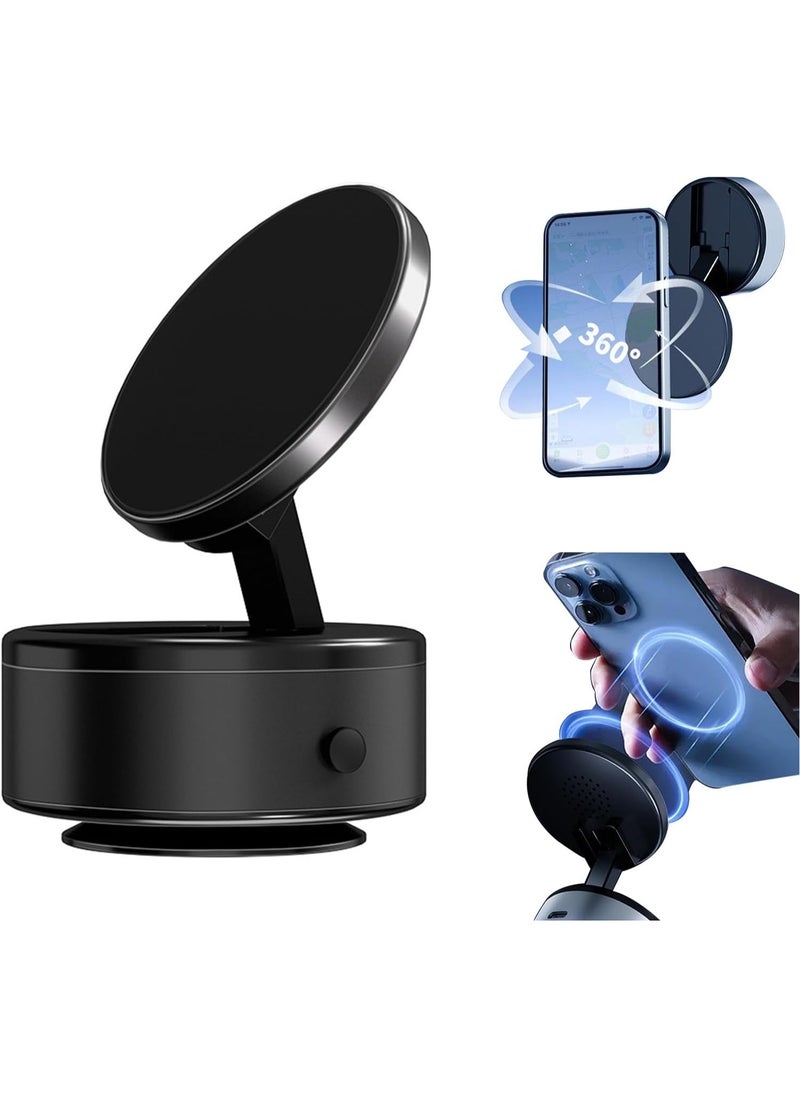 Car Phone Holder Vacuum Magnetic Play Car Phone Holder Hands-Free Shower Phone Holder, 360° Rotation Electric Suction Cup Magnetic Phone Holder for All Smooth Surface