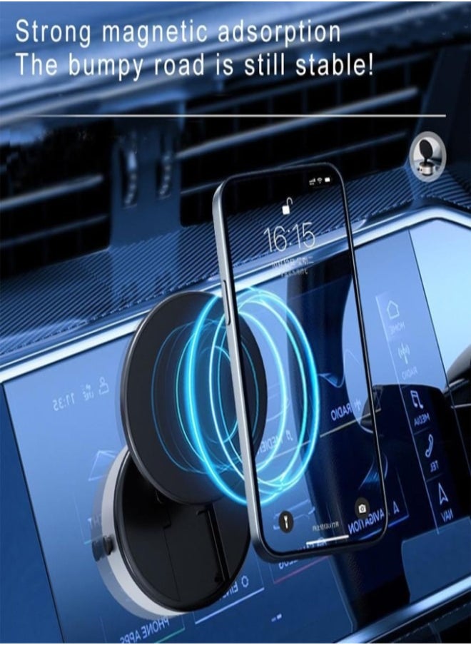 Car Phone Holder Vacuum Magnetic Play Car Phone Holder Hands-Free Shower Phone Holder, 360° Rotation Electric Suction Cup Magnetic Phone Holder for All Smooth Surface