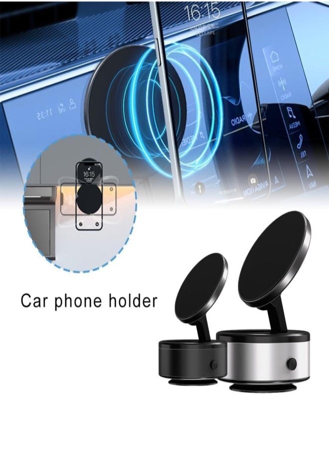 Car Phone Holder Vacuum Magnetic Play Car Phone Holder Hands-Free Shower Phone Holder, 360° Rotation Electric Suction Cup Magnetic Phone Holder for All Smooth Surface