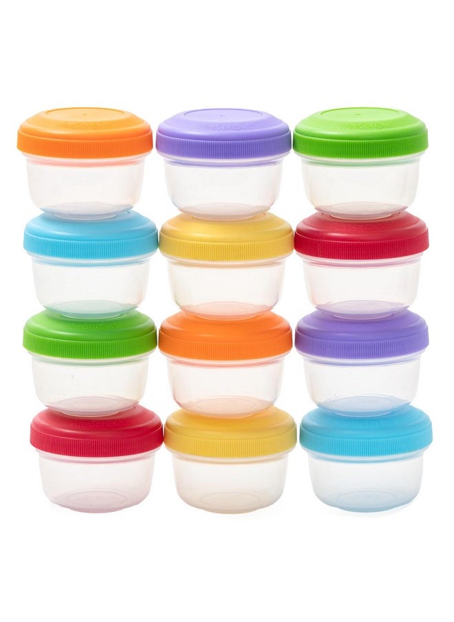 Baby Food Containers - Small 4 Oz Containers With Lids, Leakproof & Airtight, Freezer Safe, Dishwasher Safe, Thick Food Grade Plastic, Set Of 12 Baby Food Storage Containers + Color Options