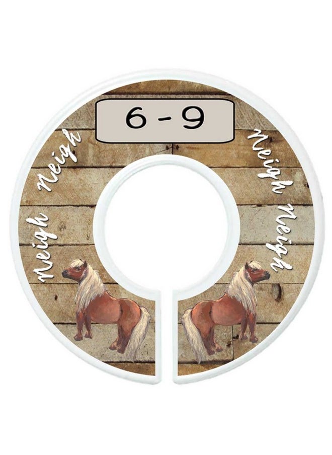 Baby Nursery Closet Dividers, Barnyard Themed, 6 Piece Set, Plastic, Multicolor, 3.5 In Height And Width, 1 3/8 In Diameter Opening