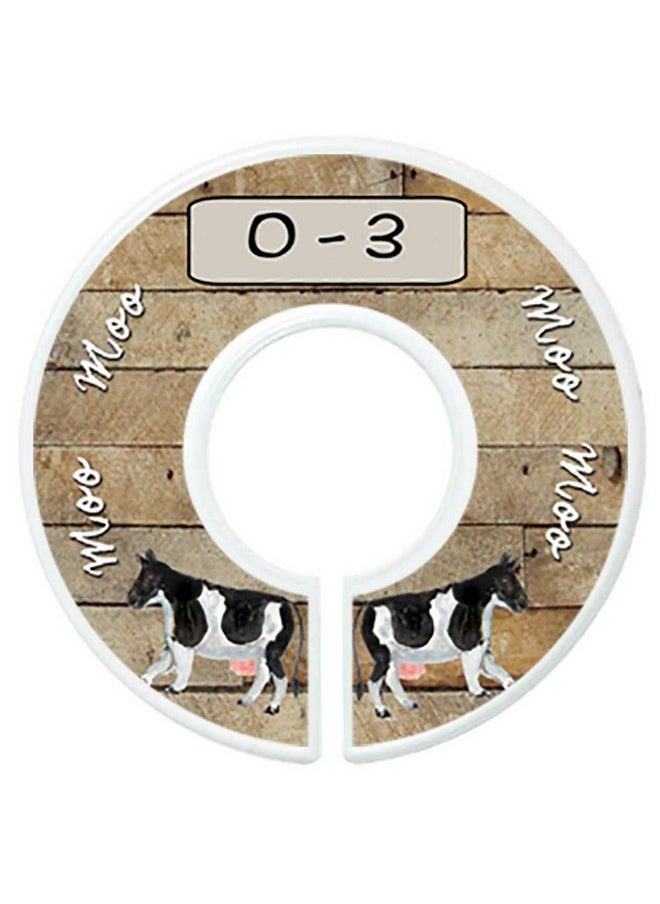 Baby Nursery Closet Dividers, Barnyard Themed, 6 Piece Set, Plastic, Multicolor, 3.5 In Height And Width, 1 3/8 In Diameter Opening