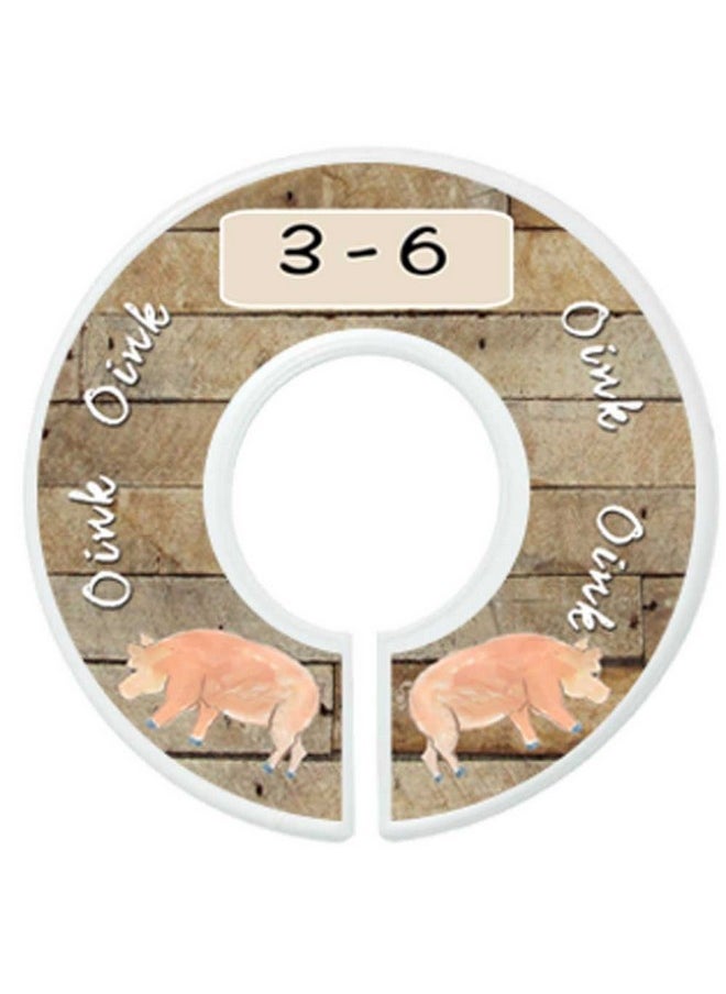 Baby Nursery Closet Dividers, Barnyard Themed, 6 Piece Set, Plastic, Multicolor, 3.5 In Height And Width, 1 3/8 In Diameter Opening