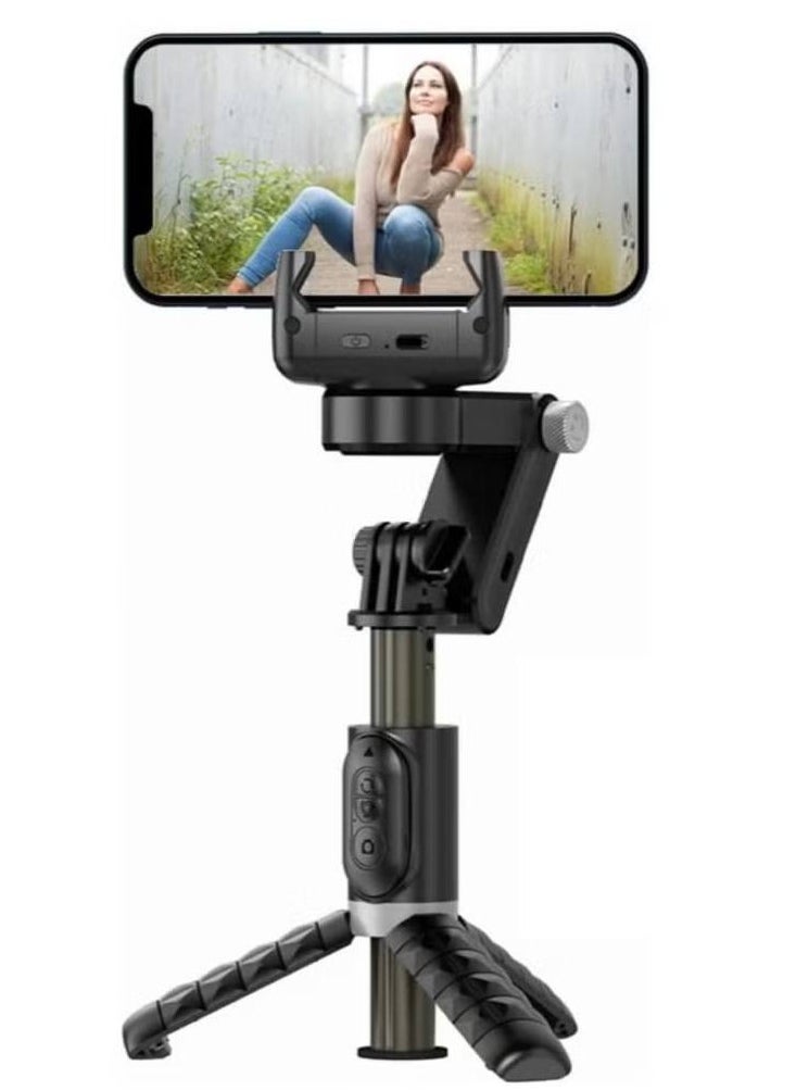 Q18 Desktop Tripod Gimbal Stabilizer with 360° Rotation, Wireless Remote & Auto-Tracking – Portable Smartphone Stabilizer with Fill Light for iPhone & Android