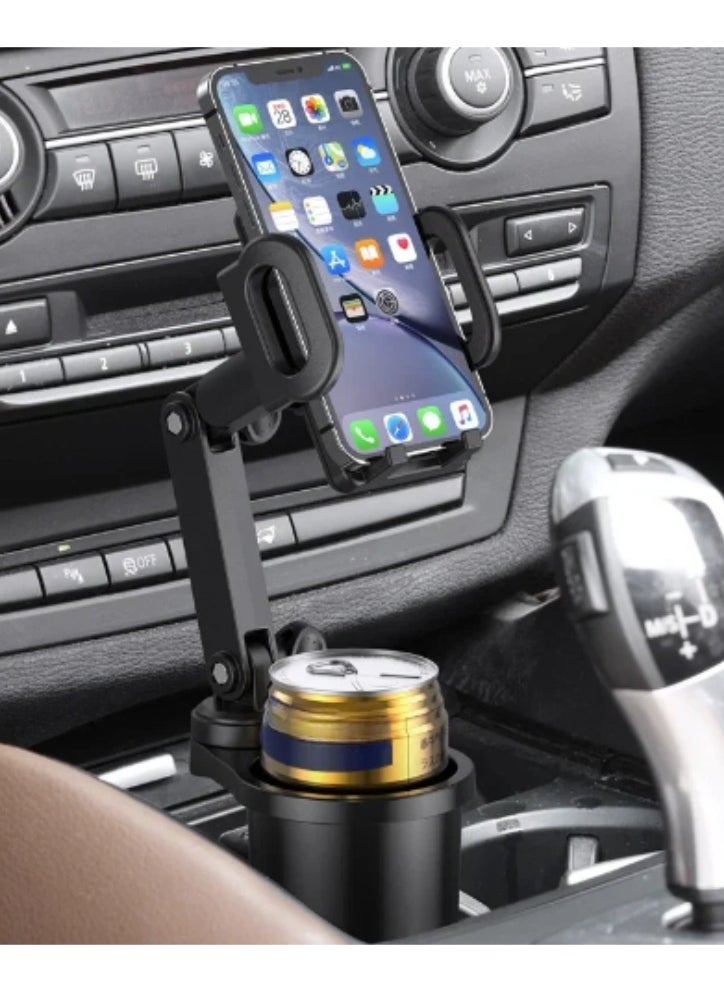 Car Cup Holder Expander with Cell Phone Mount  Phone Holder 360 Rotation Cup Holder Expander Smartphone Mount Auto Interior Accessories