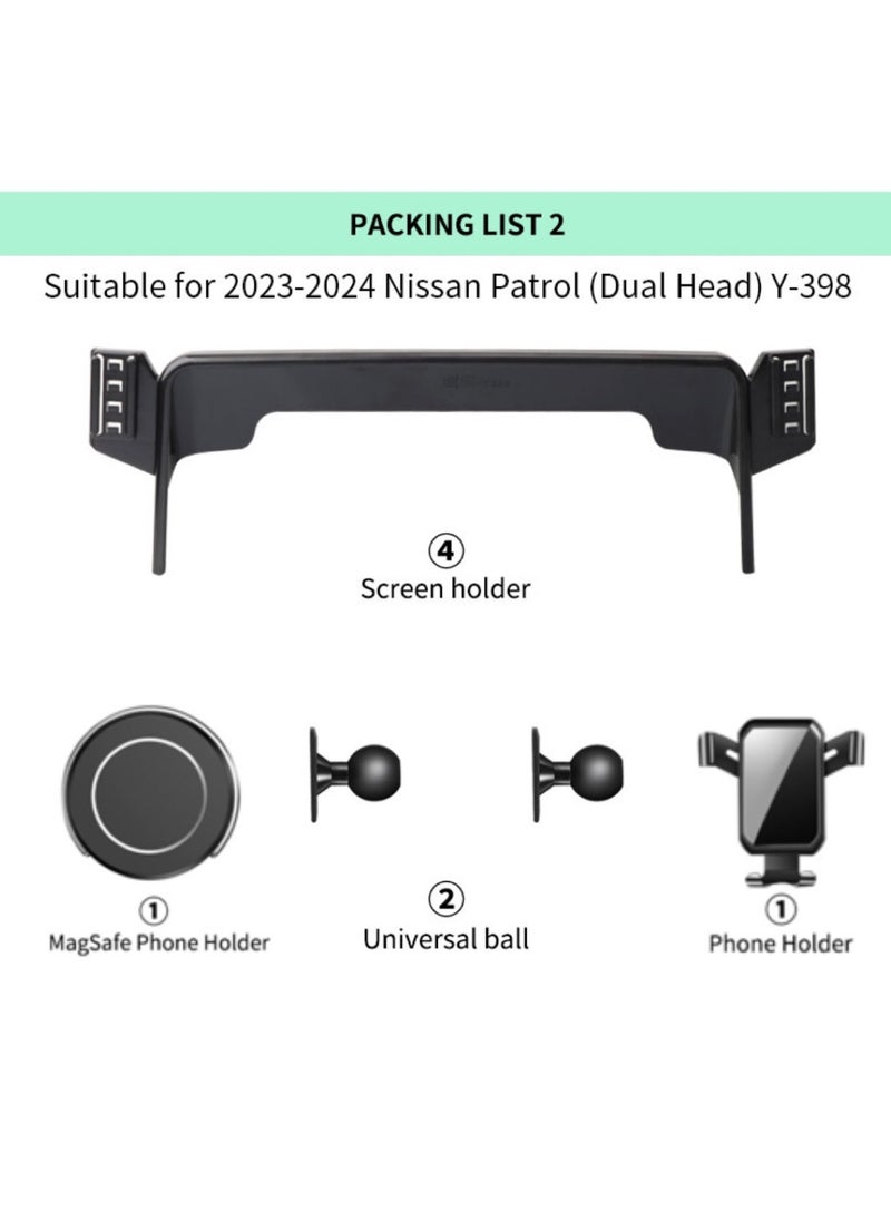 Nissan Patrol Phone holder + MagSafe 2022-2024, (1* Phone Mount Gravity Car Holder and 1* Magsafe holder) for all phones