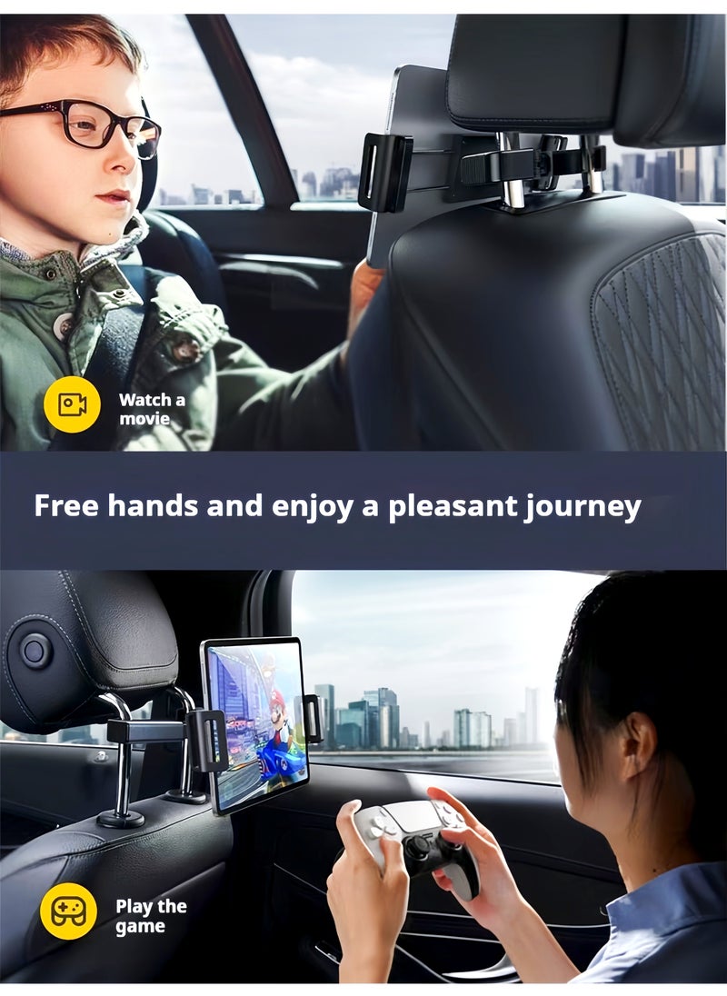 Tablet iPad Holder for Car Mount Headrest Must Have,iPad Car Holder Back Seat Travel Accessories Long Road Trip Essentials for Kids Adults Fits All 4.7-12.9inch Devices & Headrest Rod