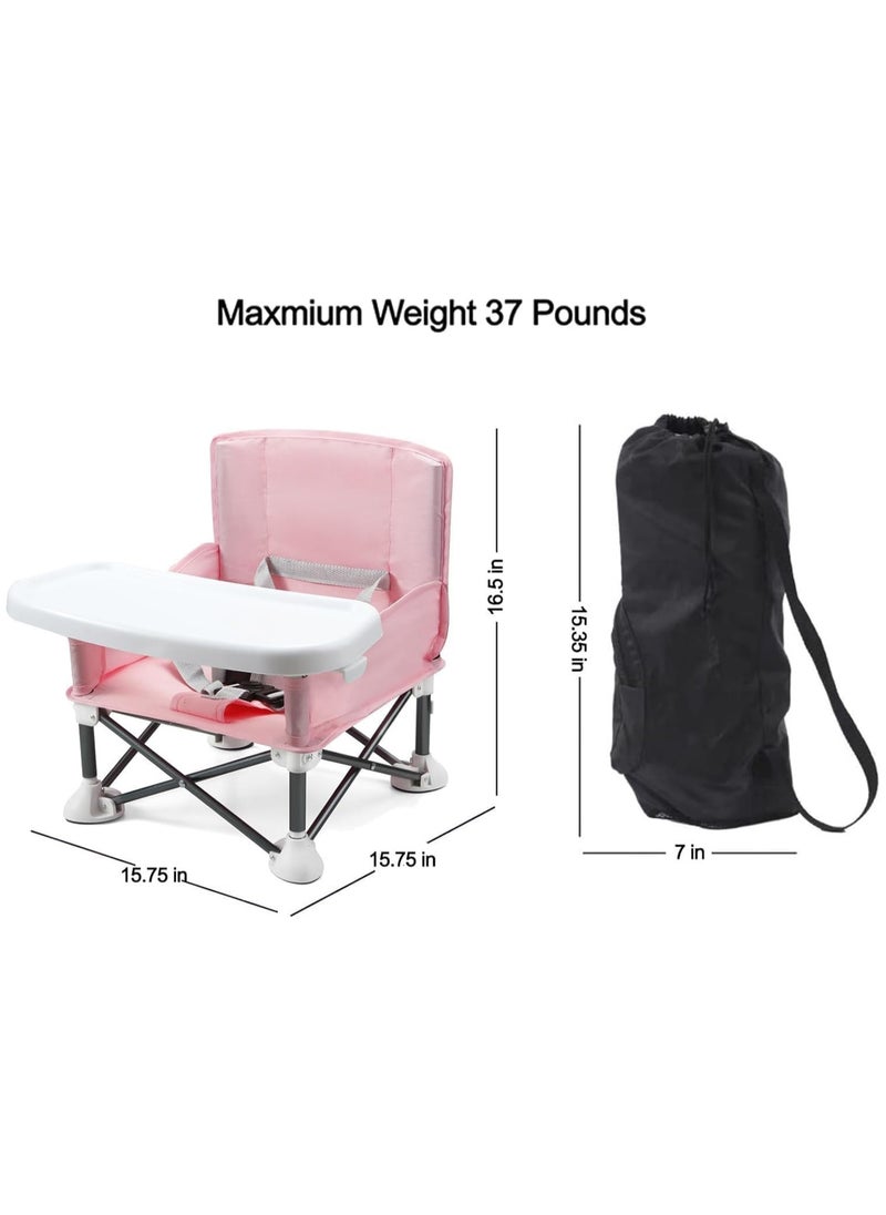 Portable Baby Seat Travel| Compact Fold with Straps for Indoor/Outdoor Use| Great for Camping, Beach, Lawn |Toddlers, Kids, Boys, Girls (Pink)