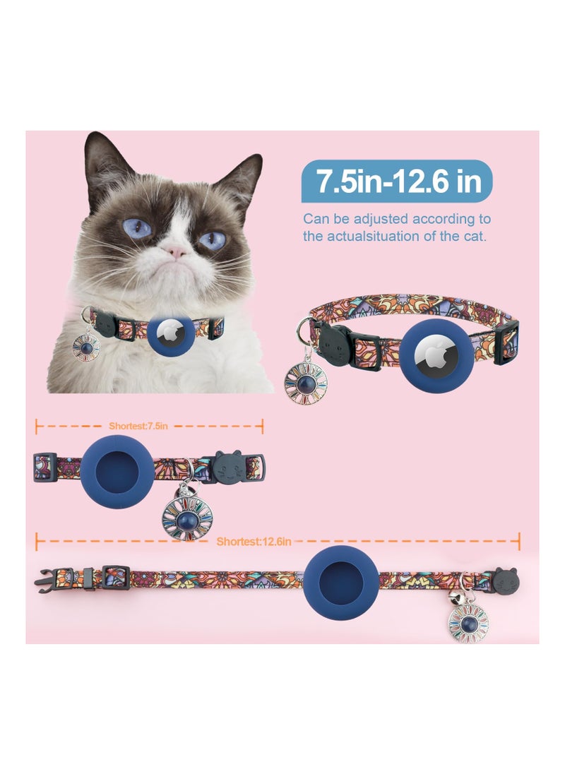 Airtag Cat Collar Breakaway,Kitten Collar for Apple Air Tag Holder and Bell for Girl Boy Cats, 0.4 Inches in Width and Lightweight(Dark Blue)