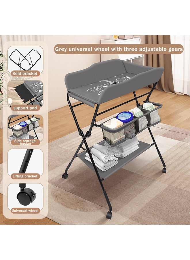 olding Diaper Change Table - Baby Diaper Table, Folding Changing Station for Baby with Wheels and Storage.