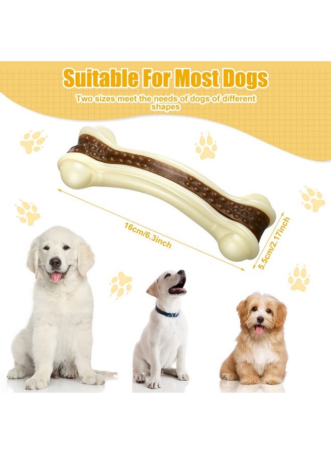 3 Pack Chew Toys For Aggressive Chewers, Bone Toys Nylon Beef Flavor Dog Teething Toys For Large/Medium/Small Puppies Breeds(Large, Curved Bone)