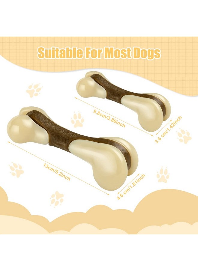 Bones Shaped Dog Toys For Aggressive Chewers, 2 Pack Dog Chew Toys Nylon Beef Flavor Dog Teething Toys For Large/Medium/Small Puppies Breeds(Large, Small, Hind Leg Bone)