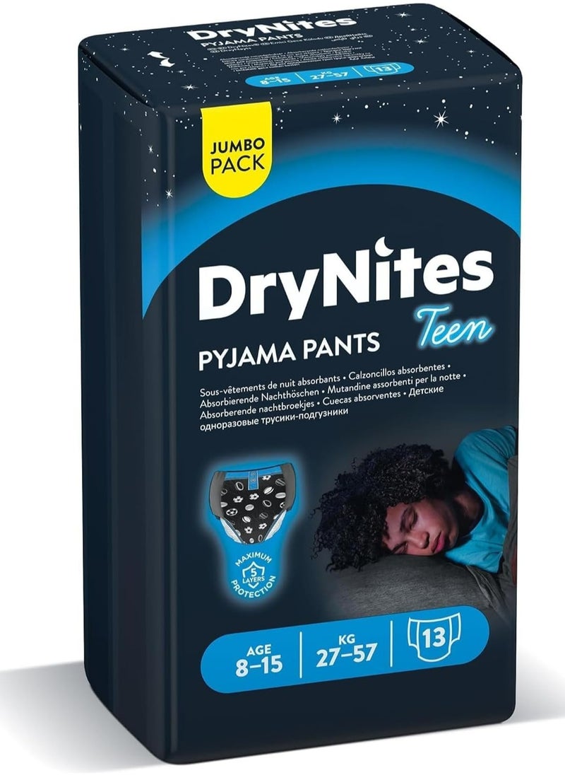 DryNites Pyjama Pants, 8-15 years, Bed Wetting Diaper, Boys, 27-57 kg, Jumbo Pack 13 Pants, Pack Of 4