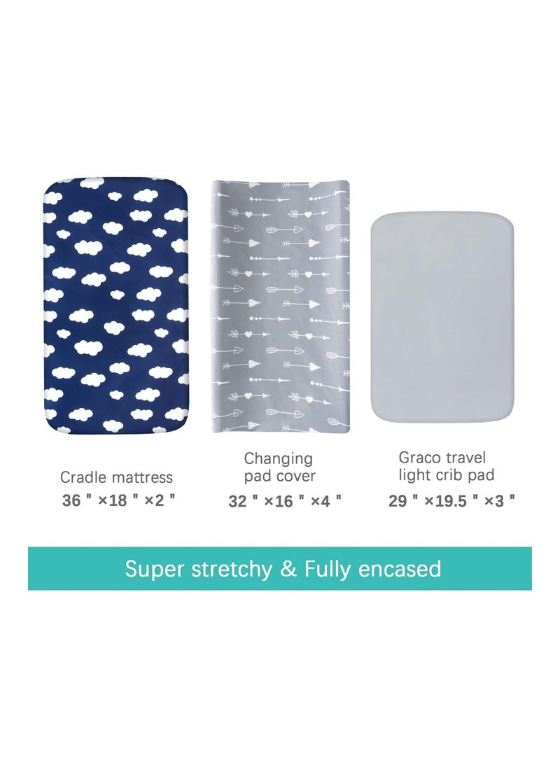 Diaper Changing Pad Covers 4 Pack Fitted Baby Changing Table Sheets For Change Table Pad Cradle And Bassinet Sheets