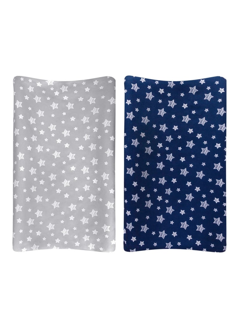 Pack Of 2 Changing Pad Cover For Boys And Girls, Grey And Navy