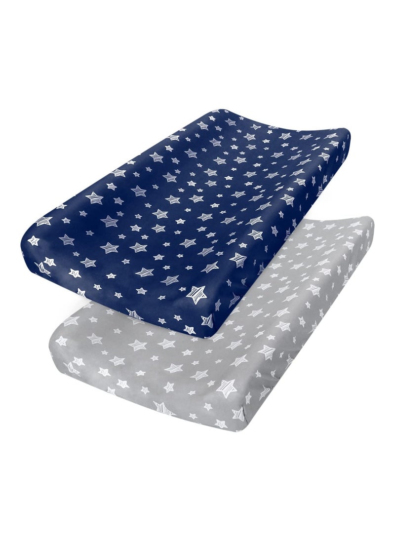 Pack Of 2 Changing Pad Cover For Boys And Girls, Grey And Navy