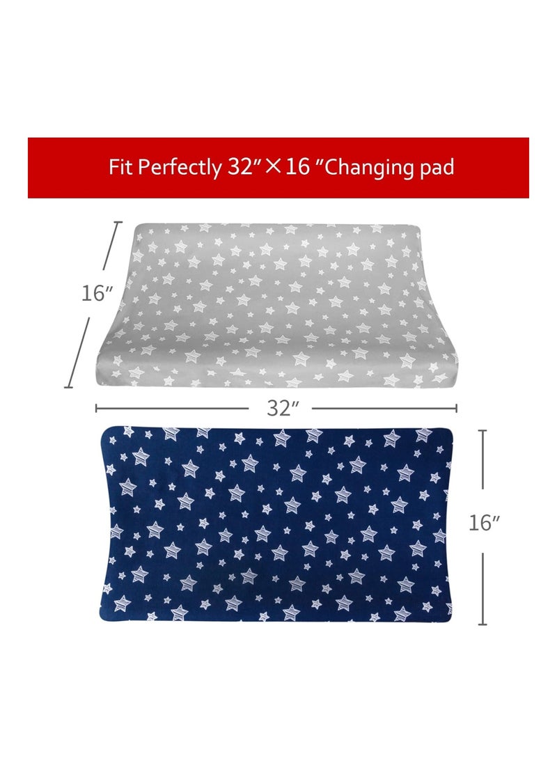 Pack Of 2 Changing Pad Cover For Boys And Girls, Grey And Navy