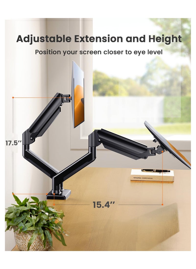 Dual Monitor Stand up to 32 inches Screen, Load-Bearing Max 22 lbs Each Arm, Adjustable Dual Monitor Mount, Sturdy Steel vesa Monitor Mount with Stable VESA 75x75 100x100mm