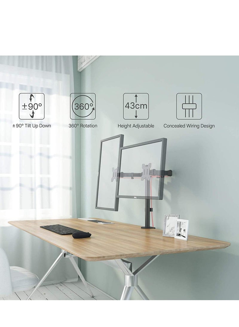 Dual LCD Monitor Desk Mount Stand Heavy Duty Fully Adjustable fits 2 /Two Screens up to 27