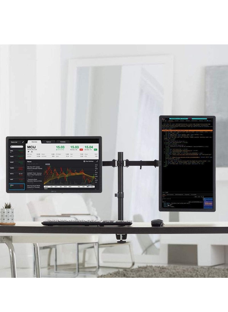 Dual LCD Monitor Desk Mount Stand Heavy Duty Fully Adjustable fits 2 /Two Screens up to 27