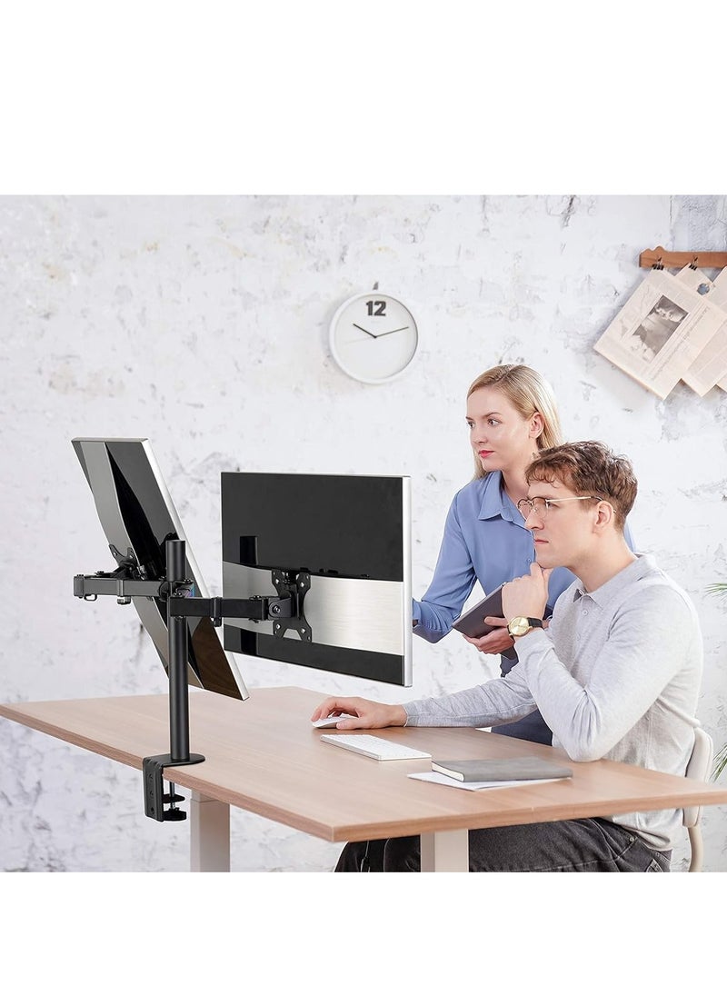 Dual Monitor Stand- Fully Adjustable Monitor Arm Desk Mount Heavy Duty Fit 2/Two LCD Screens up to 27 Inch, Dynamic Water Drop