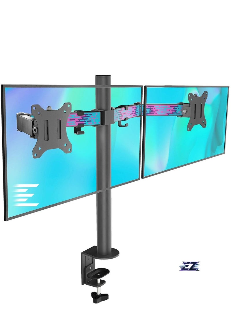 Dual Monitor Stand- Fully Adjustable Monitor Arm Desk Mount Heavy Duty Fit 2/Two LCD Screens up to 27 Inch, Dynamic Water Drop