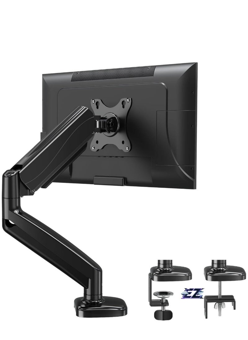 Single Monitor Arm for Most 13-32 Inch Monitors with VESA 75x75/100x100mm up to 8KG, 360° Rotation Gas Spring Arm with C-Clamp and Grommet Base, Monitor Stand Mount