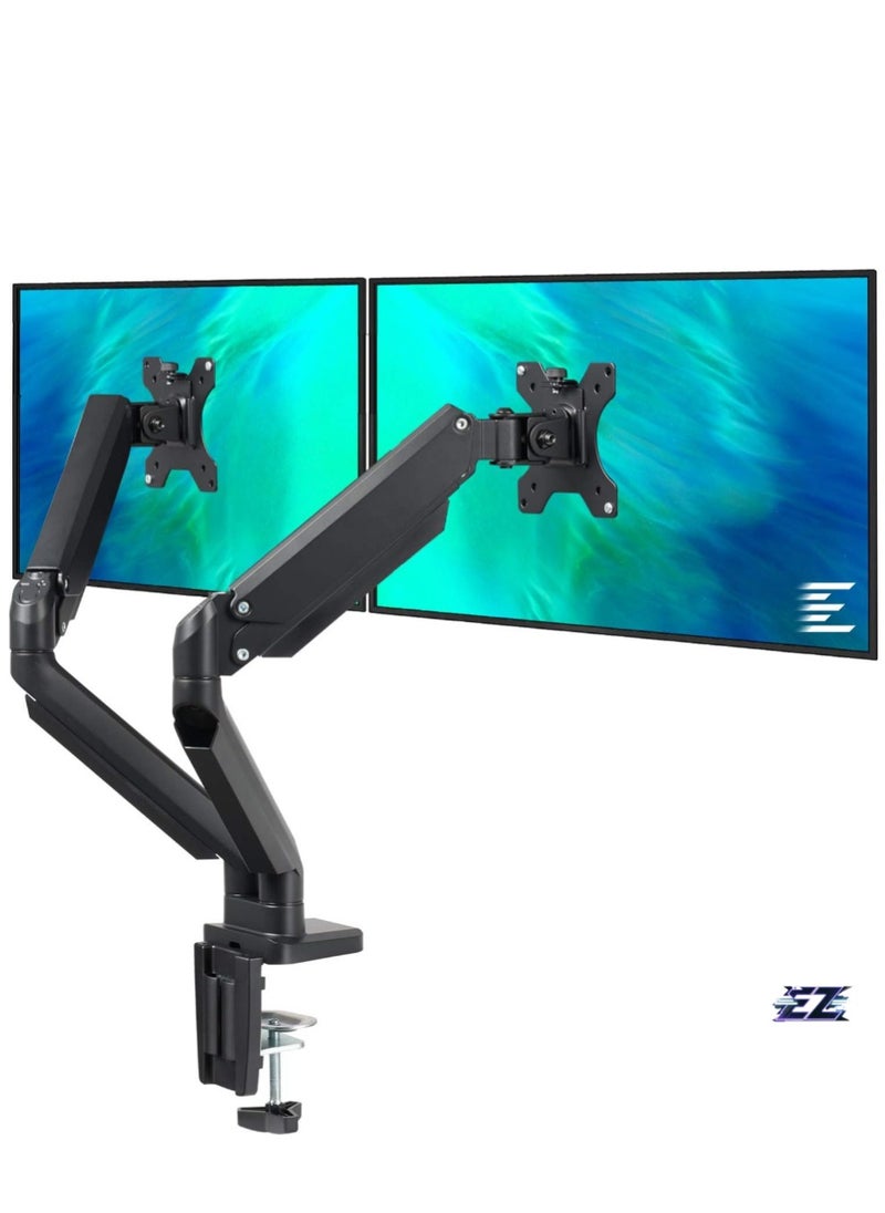 Dual Monitor Mount Stand - Height Adjustable Monitor Arm Stand Fully Articulating Counterbalance Gas Spring Desk Mount for Two 17 to 32 inch Screens