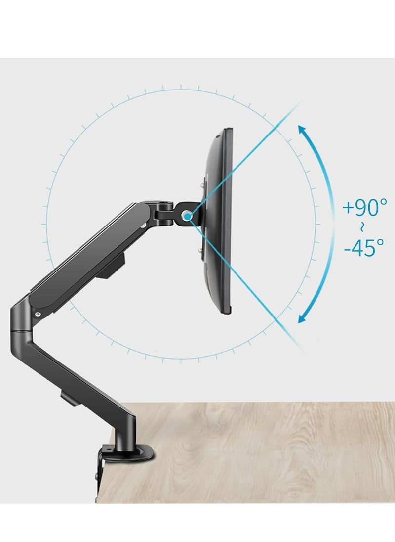 Monitor Arm Desk Mount Stand Single 17-30 inch Portable Adjustable Vesa Stand Gas Spring Desktop Arm 4.4 to 19.8 lbs with Clamp and Grommet Screen Up to 30 inch Computer pc M5B