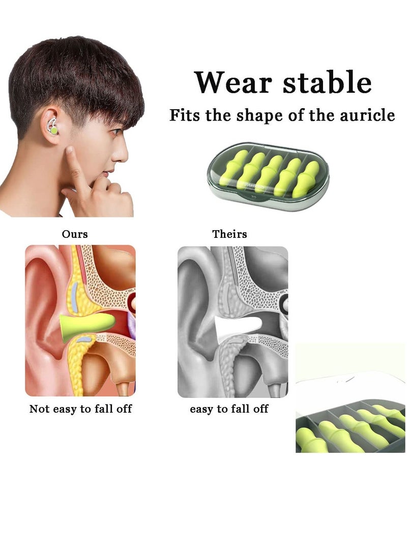 10 Pairs Noise Cancelling Silicone Earplugs for Sleeping Swimming and Travel Comfortable Reusable Memory Foam Earbuds