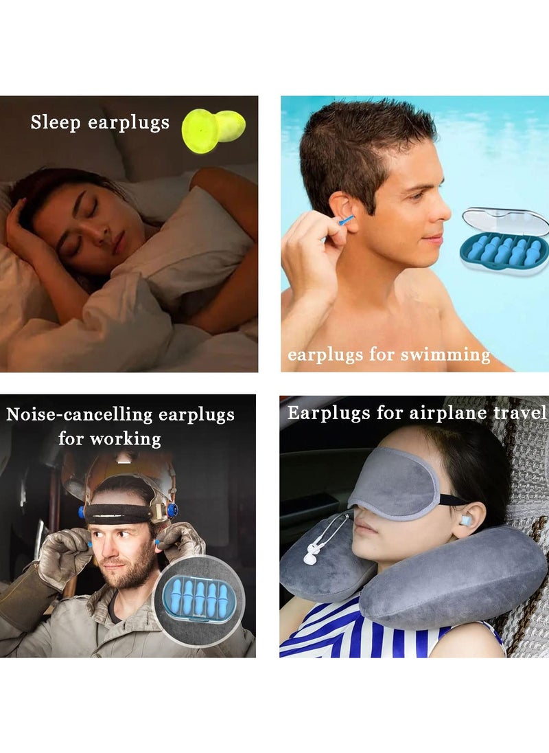 10 Pairs Noise Cancelling Silicone Earplugs for Sleeping Swimming and Travel Comfortable Reusable Memory Foam Earbuds