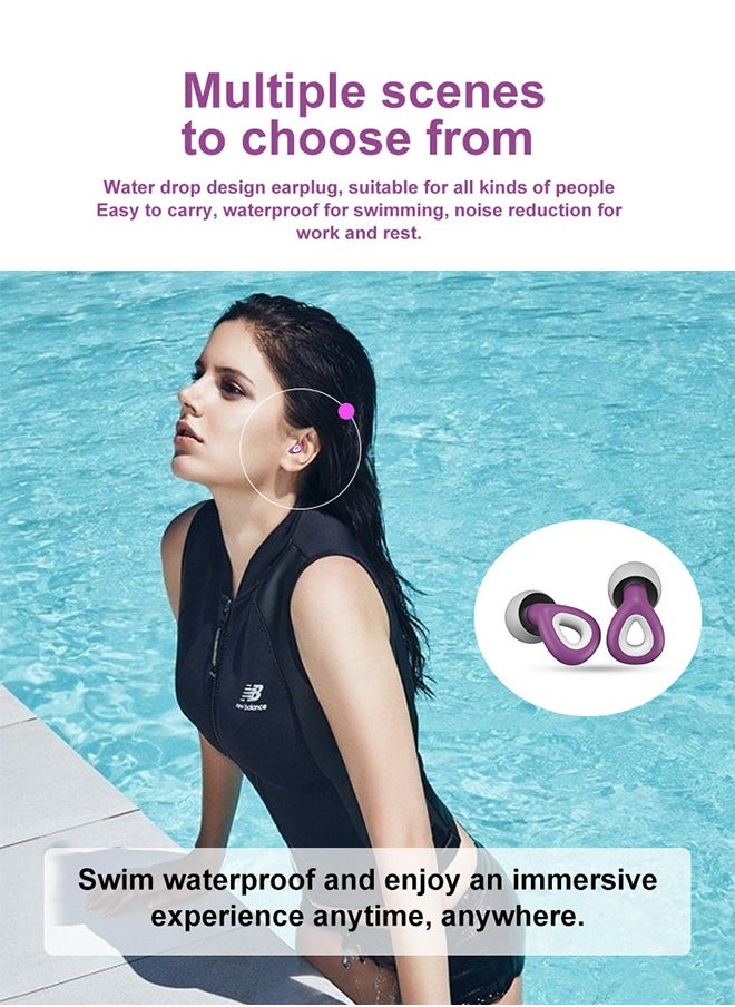 6PCS Ear Plugs for Sleeping Noise Cancelling Ear Plugs for Swimming Concerts Loud Music, Reusable Soft Silicone Ear Plugs for Kids and Adults in S/M/L Hearing Protection (Purple)