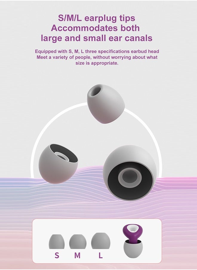 6PCS Ear Plugs for Sleeping Noise Cancelling Ear Plugs for Swimming Concerts Loud Music, Reusable Soft Silicone Ear Plugs for Kids and Adults in S/M/L Hearing Protection (Purple)