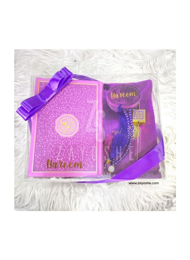 Premium Islamic Gift Set With Uthmani Script Quran – Purple