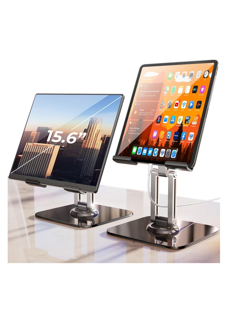 360° Adjustable Rotating Tablet Stand, Aluminum Adjustable Swivel Desktop Holder, Foldable Cradle Compatible with iPad/iPad Pro/Air, Mini, Switch 4.7