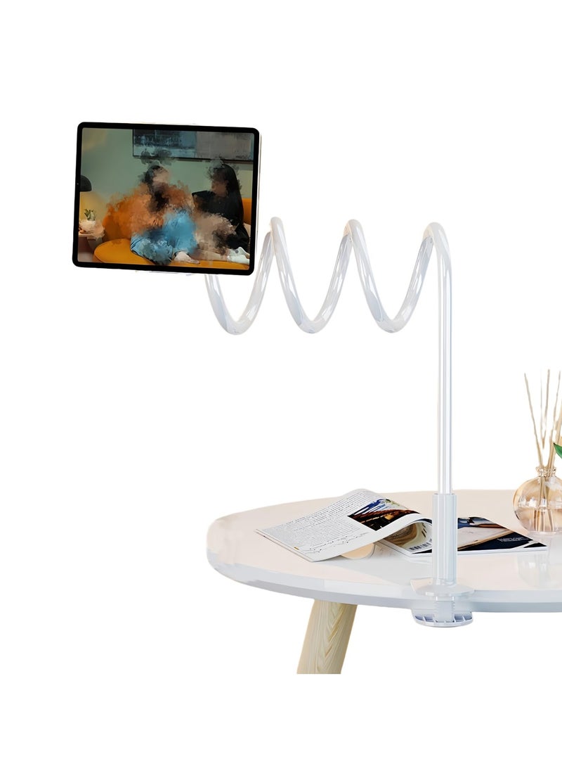 Table Holder for Bed and Desk,360° Adjustable,with Flexible Long Arm Phone Stand,Overall Length 100cm,Compatible with all phones,Pad(4.7-10.6