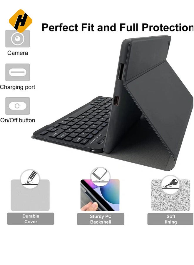 Keyboard Case for Samsung Galaxy Tab S6 Lite 10.4'' (SM-P610/P615/P613/P619,2020/2022), Lachesis Business Leather Folio Cover with Detachable Magnetically Bluetooth Keyboard with S-Pen Holder, Black